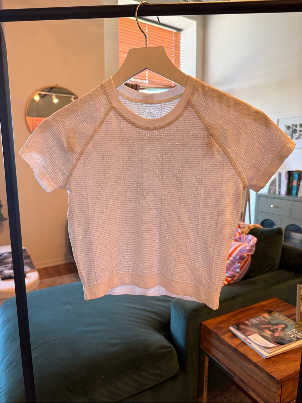 lululemon athletica Short Sleeve Knit Tee in Cream/White